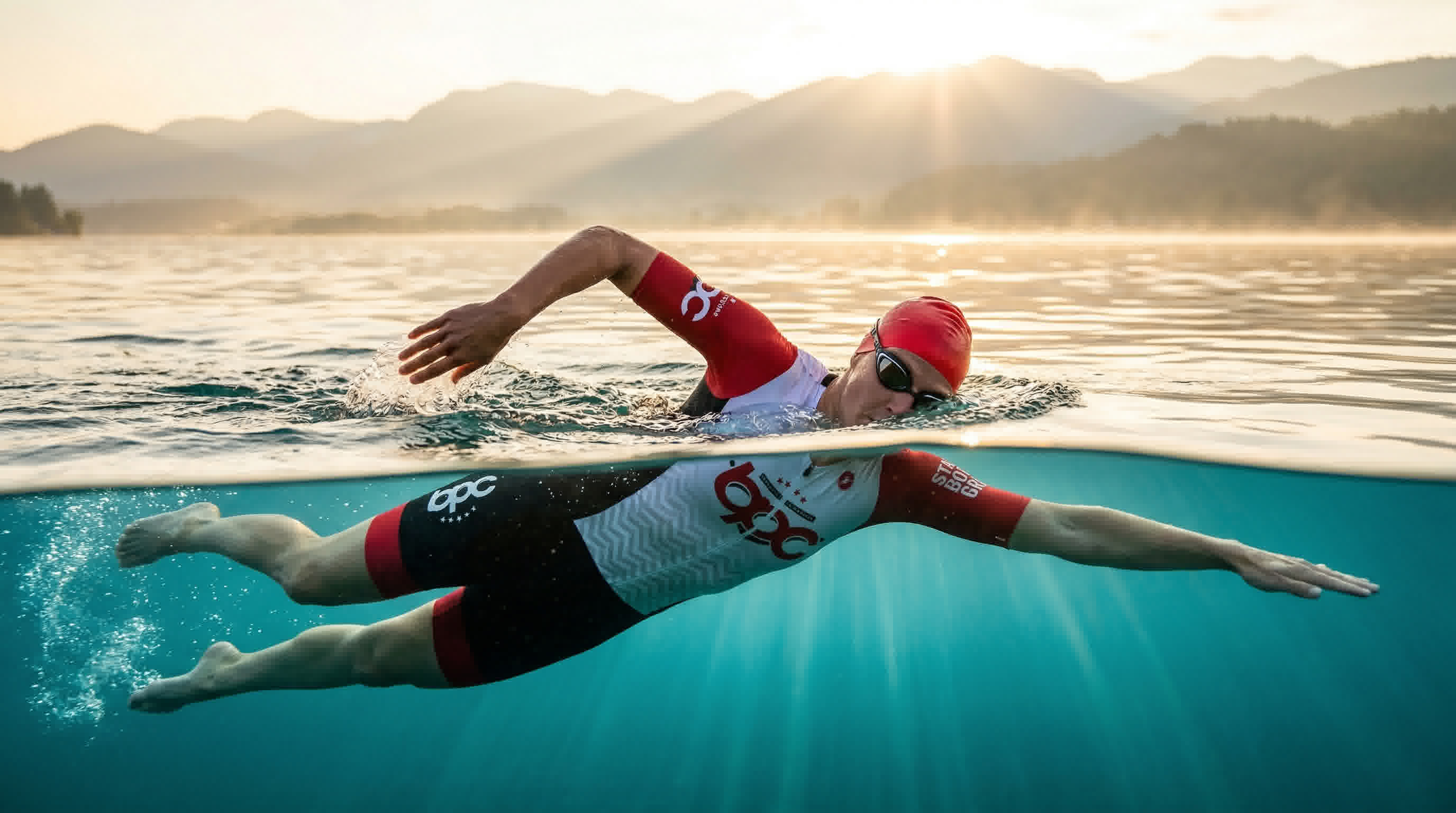 Nageur en crawl en eau libre