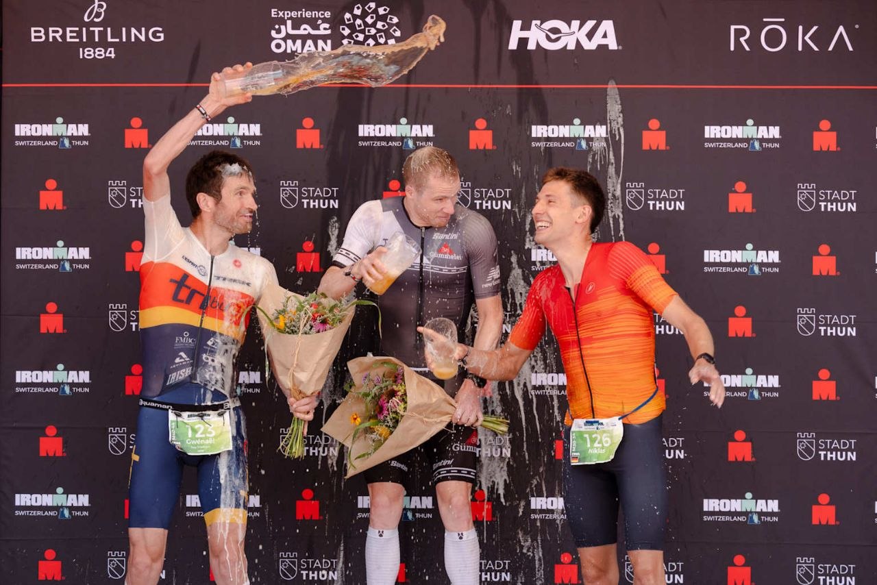 Gwénaël Changeon sur le podium de l'IRONMAN Switzerland Thun 2026