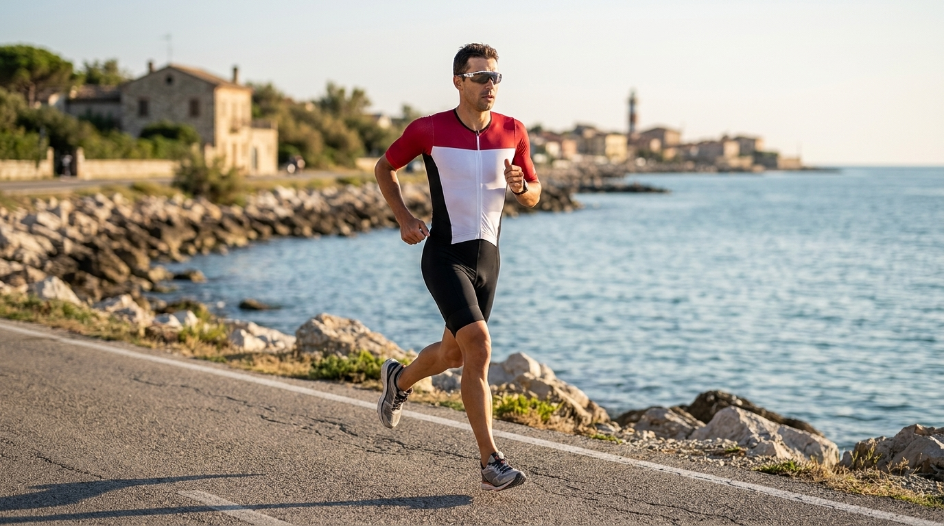 Triathlète BPC sur route, illustration de la transformation de la charge en performance durable